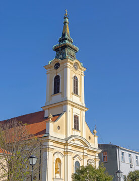 Roman Catholic Church of the Assumption of the Blessed Virgin Mary at Square in Zemun Serbia Sunny Summer Day