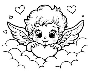  Cute Baby Angel Peeking Through Fluffy Clouds