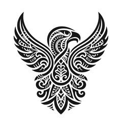 Obraz premium AI Generate of Eagle or Hawk Shape in Samoan Art style isolated in white