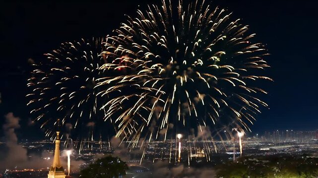 2025 night Design new Extravaganza glistering year celebration rainbow sky kaleidoscope sparkle fireworks Frenzy feast Celebrate spectacle adieu Firework party colourful Bang light Art Ringing