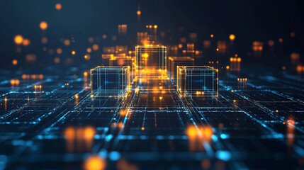 Abstract technology or medical background with hexagons, A digital abstract background featuring a geometric pattern of glowing blue