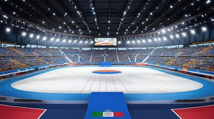 Ice Skating Arena with Spectators and Bright Lights