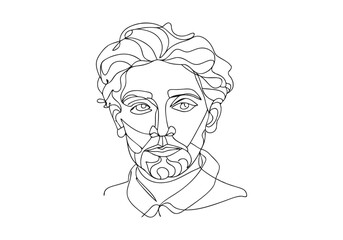 Continuous One-Line Drawing of an Abstract Human Face - Minimalist Artistic Expression