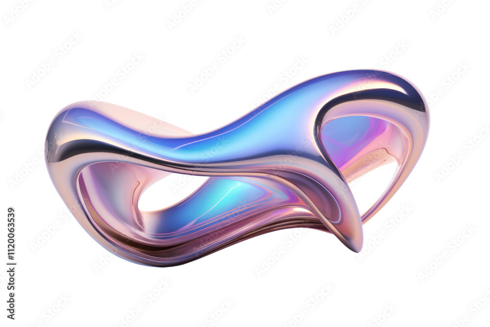 Poster a glowing retrofuturistic amorphous shape with an iridescent surface, featuring interconnected wire-