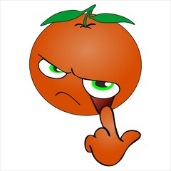 emoji  em forma de  laranja na cor laranja olhos verde folhas verde   com um gesto de to de olho fique esperto
