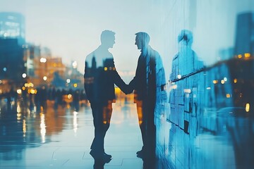 Businessmen Handshake Deal Digital Connection