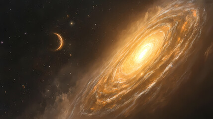 Fototapeta premium Stunning spiral galaxy in deep space. Oblivion. Illustration