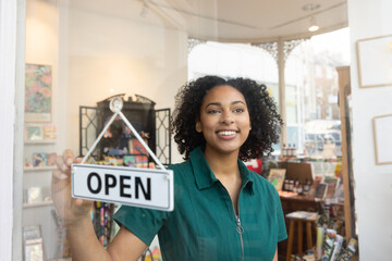 Store owner opening a sustainable green business