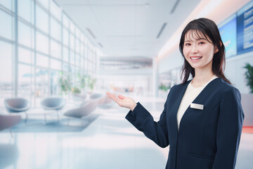 オフィスの受付で働く受付嬢
