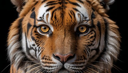 Naklejka premium Magnificent Sumatran Tiger Close-up Portrait: A Captivating Gaze into the Wild