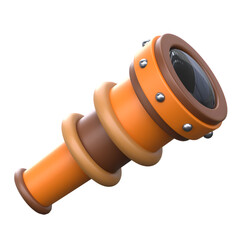 Spyglass 3D Icon, symbolizing exploration and long-distance viewing.