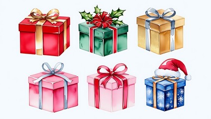 Holiday gift elements set for valentine, wedding event, party, celebration, and achievement success.