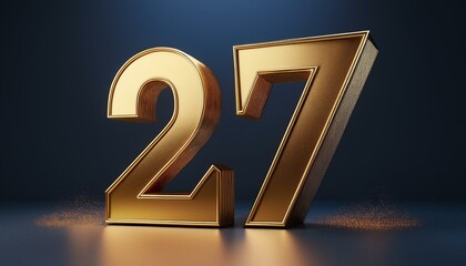 27 golden 3d render symbol, copy space. Generated image