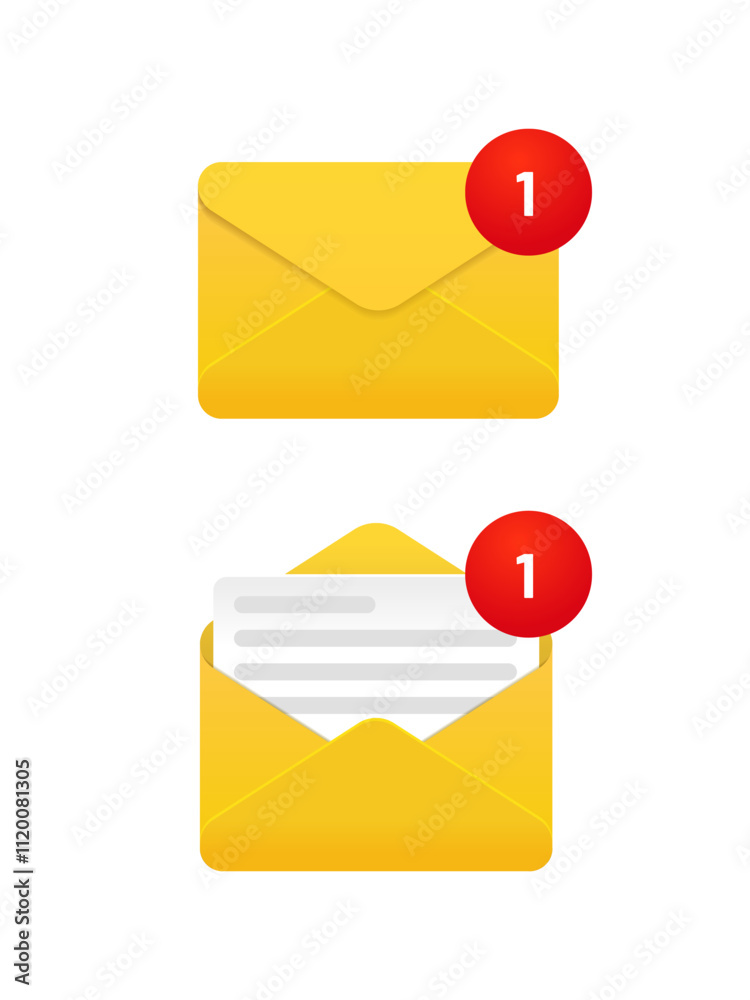 Poster new message notification concept on realistic smartphone mockup. new email pop up. incoming, open me