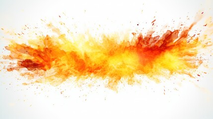 A burst of vibrant fire sparks scattering in various directions with bright orange and yellow tones isolated on white background