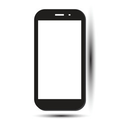 smartphone with blank white screen with blank white screen isolated on white background. vector illustration