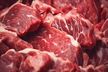 Processed collage of fresh raw meat beef surface texture. Background for banner, backdrop