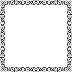 Fototapeta premium Vector black monochrome square Kazakh national ornament. Ethnic pattern of the peoples of the Great Steppe