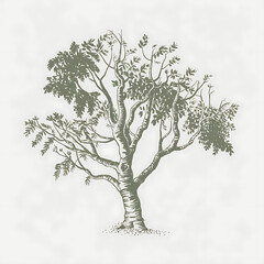 Obraz premium Tree isolated white background isolated on white background cutout png design asset funny conceptStippling