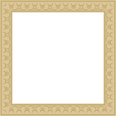 Vector golden square classic renaissance ornament. Rectangle, european border, revival style frame