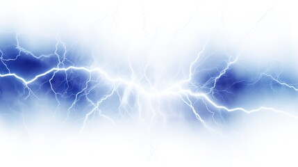 Abstract electric lightning strikes crisscrossing with intense energy isolated on white background