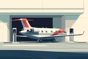Private jet at fueling station with modern design