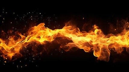Fototapeta premium Dynamic fire sparks shooting upwards, creating a sense of energy and movement with dark contrast isolated on white background