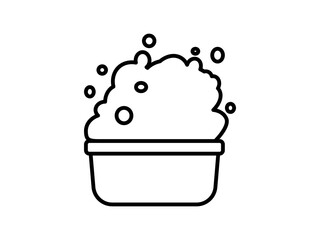 basin with soap foam icon Bowl filled with water. Washing clothes, cleaning equipment flat style pictogram icon for ui or ux mobile app, vector illustration logo symbol design sign, isolated on white
