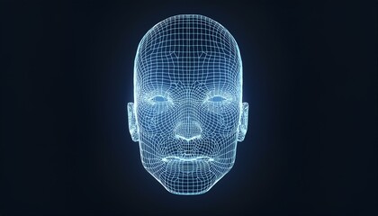 Digital Mind: Wireframe Human Head 