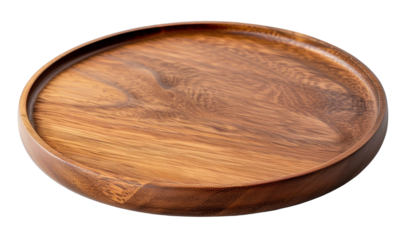 Circle wood tray isolated on white background png transparent clipart.