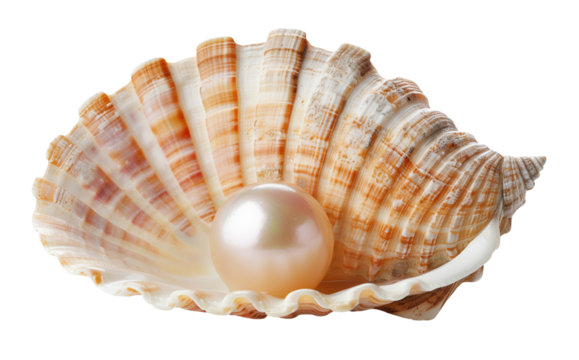 Pearl on shell isolated on white background png transparent clipart. - Powered by Adobe