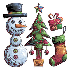 The Magic of Christmas Eve isolated on white background cutout png design asset funny conceptAbstract Expressionism