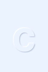 lowercase English letter c in light blue color