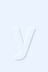 lowercase English letter y in light blue color