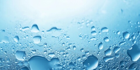 Water droplets on a smooth blue surface