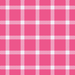 Geometry vector tartan texture, print seamless pattern textile. Heritage check plaid fabric background in pink and white colors.
