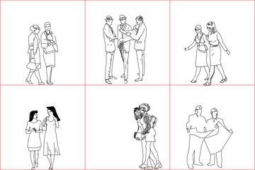 vector sketch, illustration, silhouette, design, decoration, painting, group of people interacting