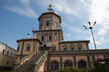 Russia Kazan Peter and Paul Cathedral view on a cloudy summer day
