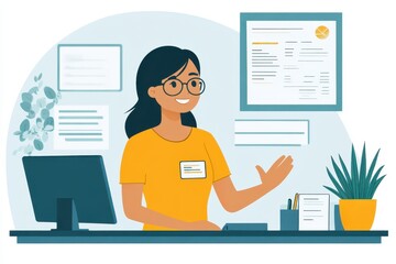 Friendly Worker Explaining Instructions in Bright Design
