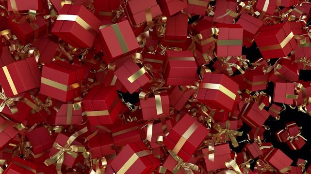 Red Animated Gift box transition red gold from side to side horizontal wipe.