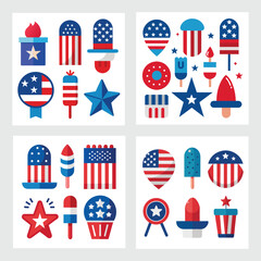 Obraz premium Independence Day clipart and vector bundle, featuring vibrant 4th of July designs. Includes line art, cartoon elements, and festive graphics for all your creative projects.