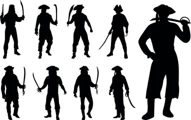Collection of Male Pirate Silhouettes