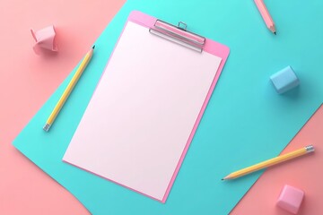 3d paper clipboard task management todo check list with pencil, 