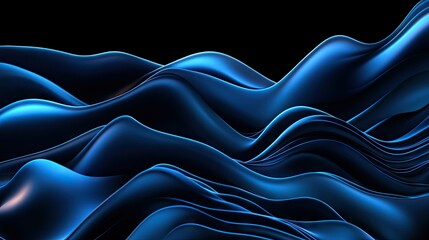 Obraz premium abstract blue wave on dark background with copy space