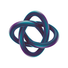 3d thorus knot dynamic gradient icon isolated on white background cutout png design asset funny concept3D Render