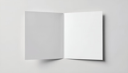 Open white paper folder mockup on gray background with copy space
