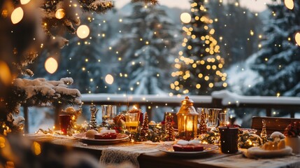 A christmas setting in the mountains 