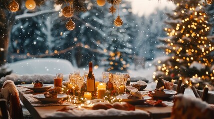 A christmas setting in the mountains 