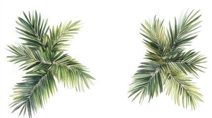 Watercolor Palm Leaves Art Print - Tropical Botanical Illustration