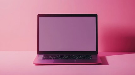 Stylish Pink Laptop on a Vibrant Pink Background
